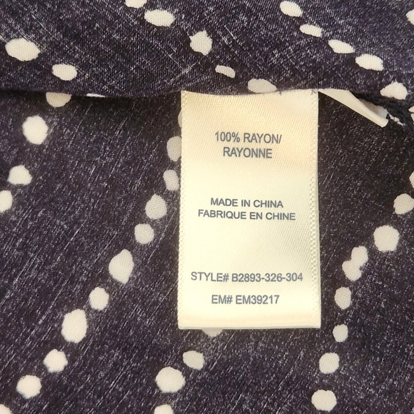 Bella Dahl Hipster Relaxed Button Down Top Shirt Blouse Navy White Dots V-neck L - Picture 10 of 12